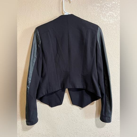 Theory black lamb leather panel blazer jacket 2 - Picture 4 of 8
